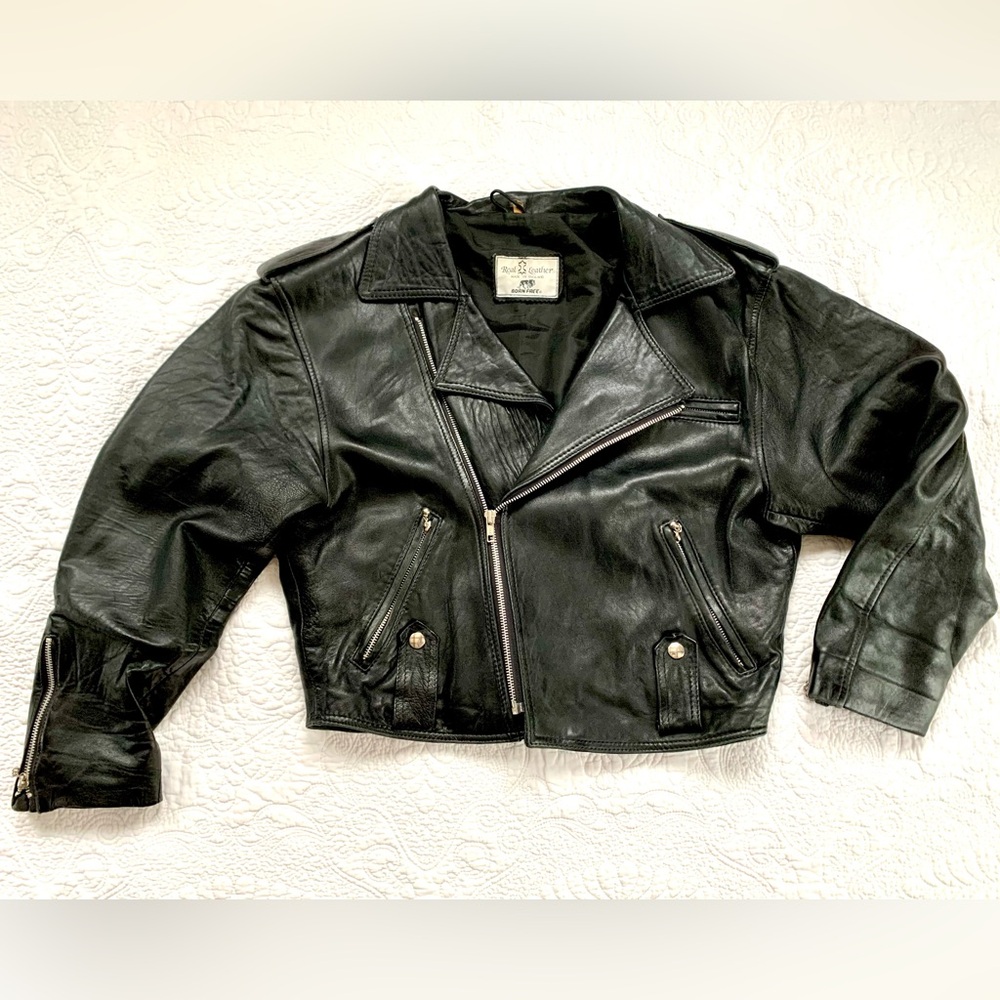 Woman's Born Free Vintage Bike Black Leather Jacket from England